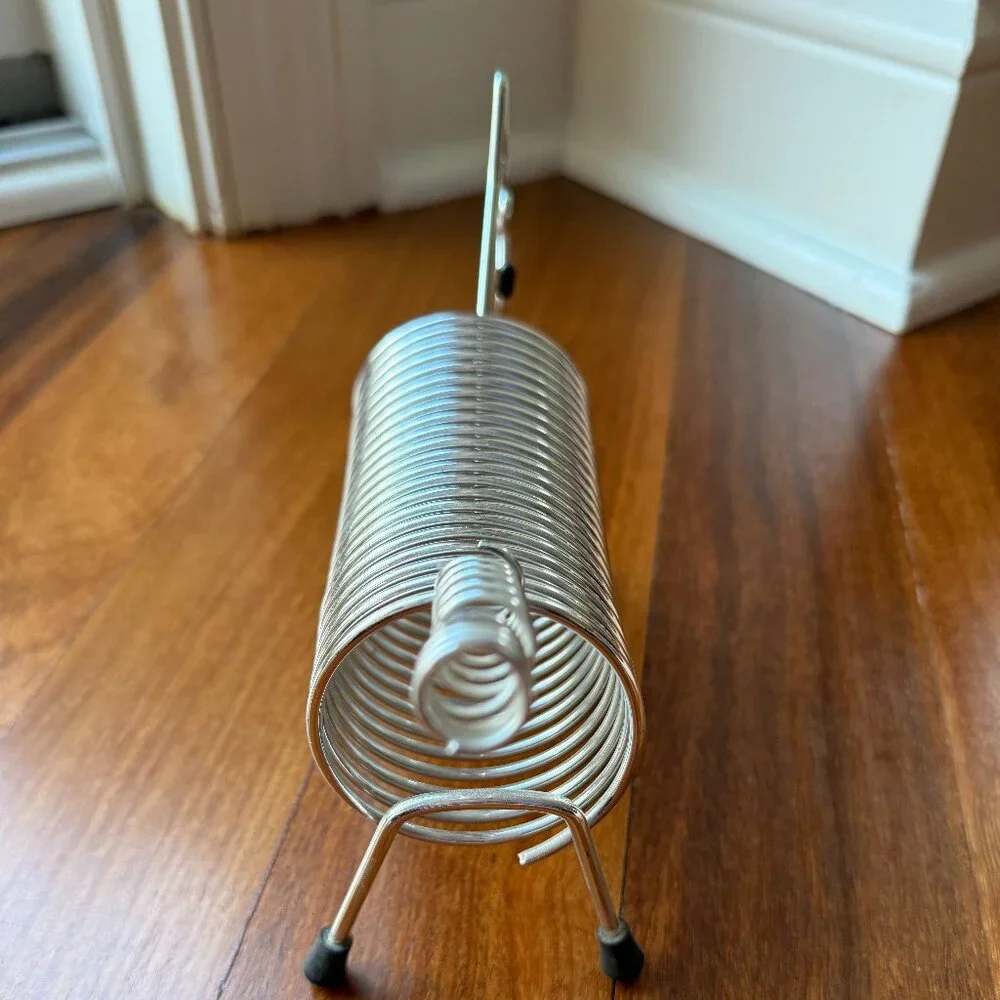 Vintage MCM Scottie Dog Slinky Spring Metal Letter / Pen Holder Silver tone